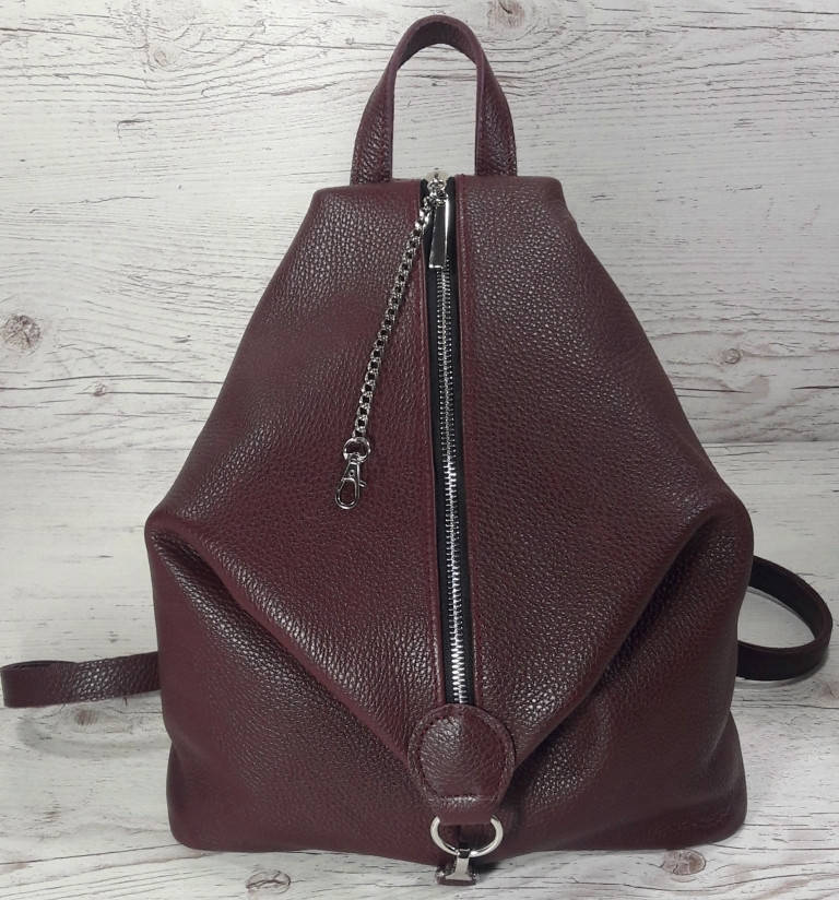 

299 Натуральная кожа Бордовый марсала городской кожаный рюкзак женский из натуральной кожи Карабин антивор