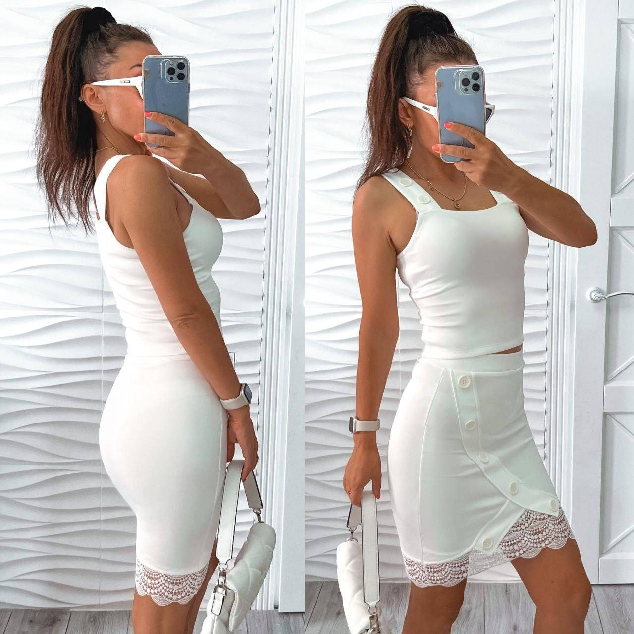 

Костюмчик двойка топ и юбка FN- 0782 р: S, M, L, Разные цвета