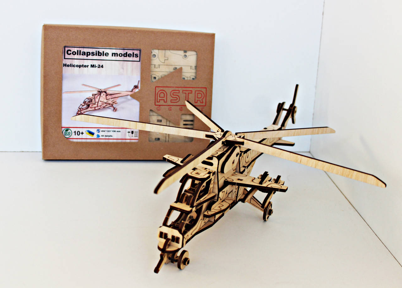 

Деревянный 3D-конструктор Вертолет Ми-24