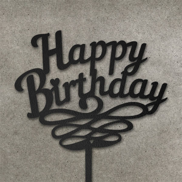 

Деревянный топпер черный Happy Birthday