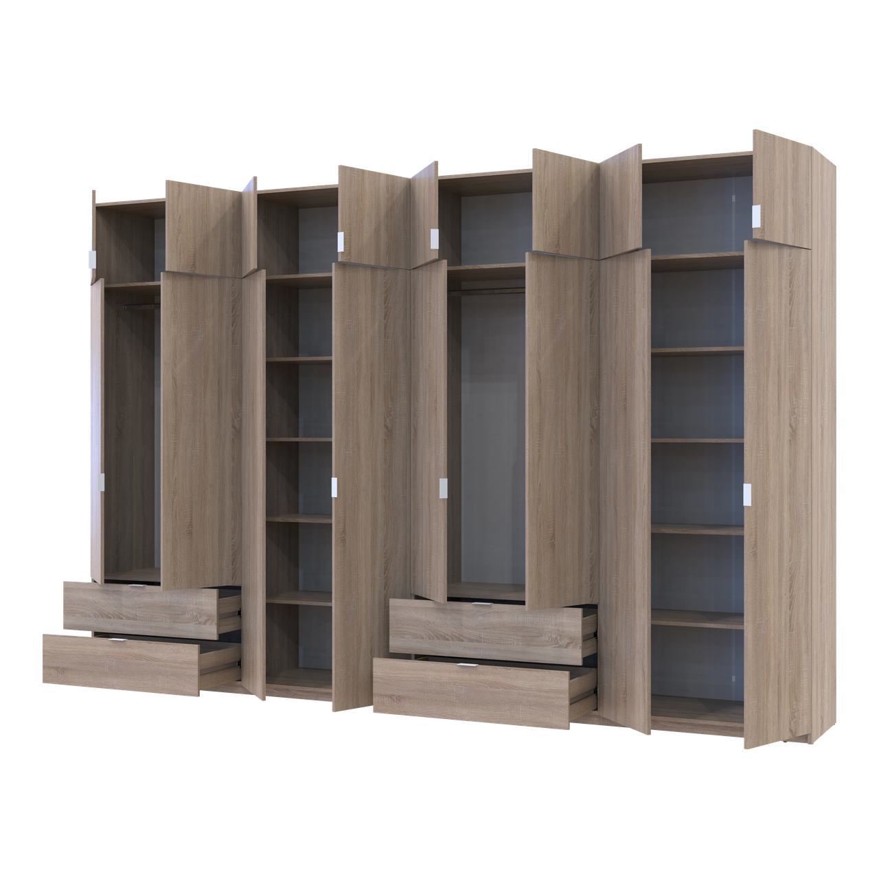 Розпашна Шафа для одягу Doros Лукас Дуб сонома 4+4 ДСП 360х50х240 (42005143) 2