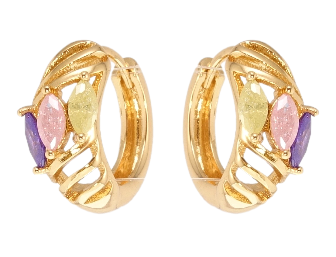 

Серьги Xuping Позолота 18K колечки "Узор с цветными фианитами"