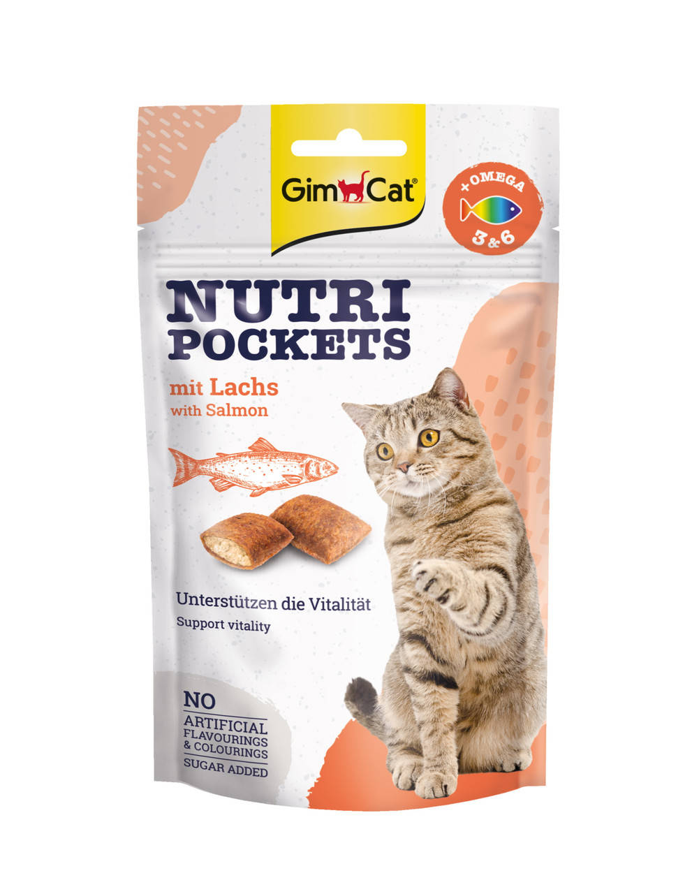 

GimCat Nutri 60г - хрустящие подушки для кошек с лососем