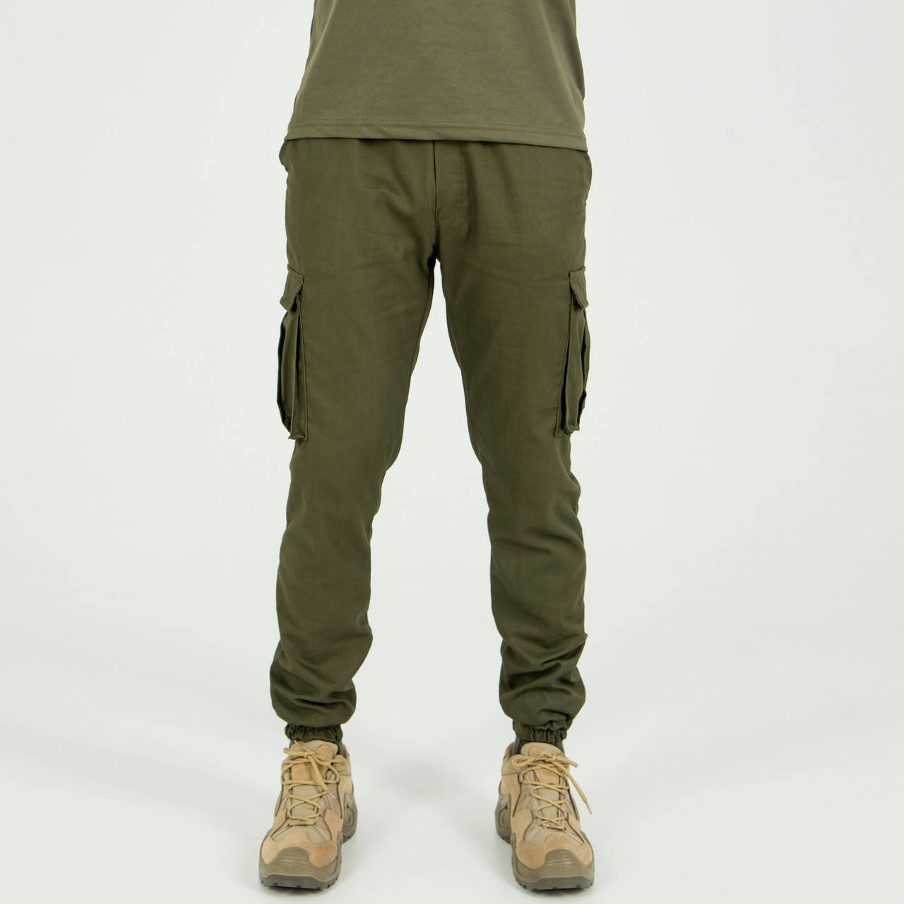 

Мужские джоггеры цвет хаки ткань хб 46,48,50,52,54 р-р 52