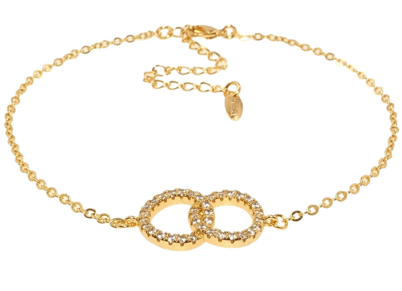 

Браслет Xuping Позолота 18K "Якорное плетение с вставкой союз колец" длина с доп.цеп. 19-24,5см х 2мм