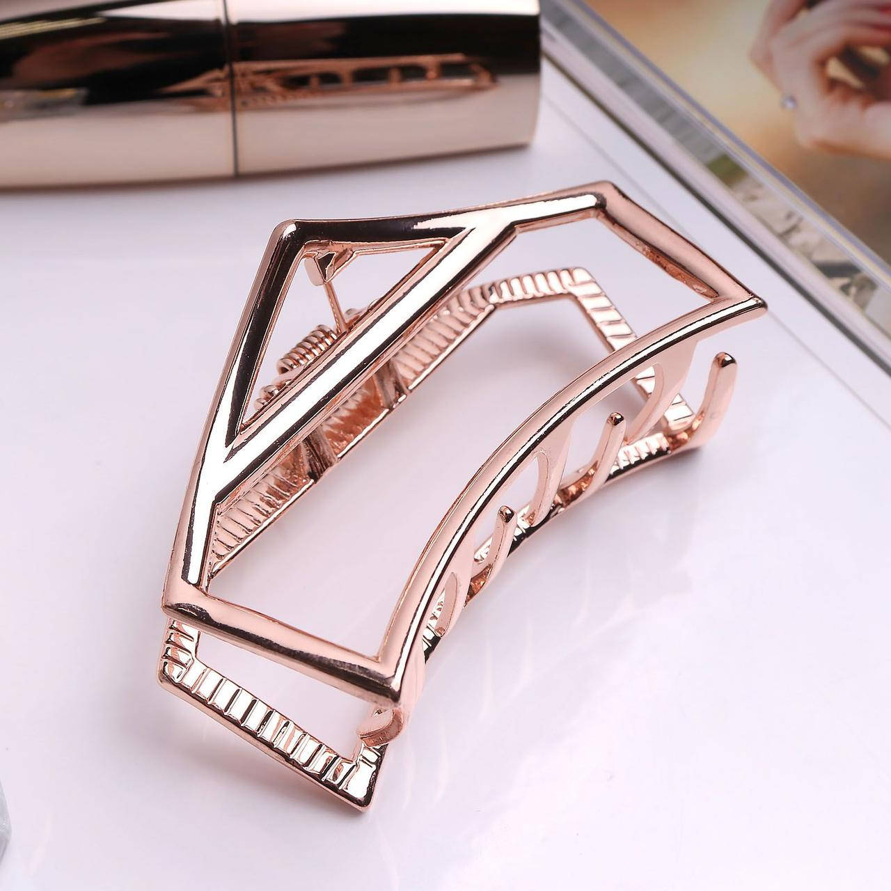 

Заколка краб металлический в стиле "Минимализм"., Золотистый