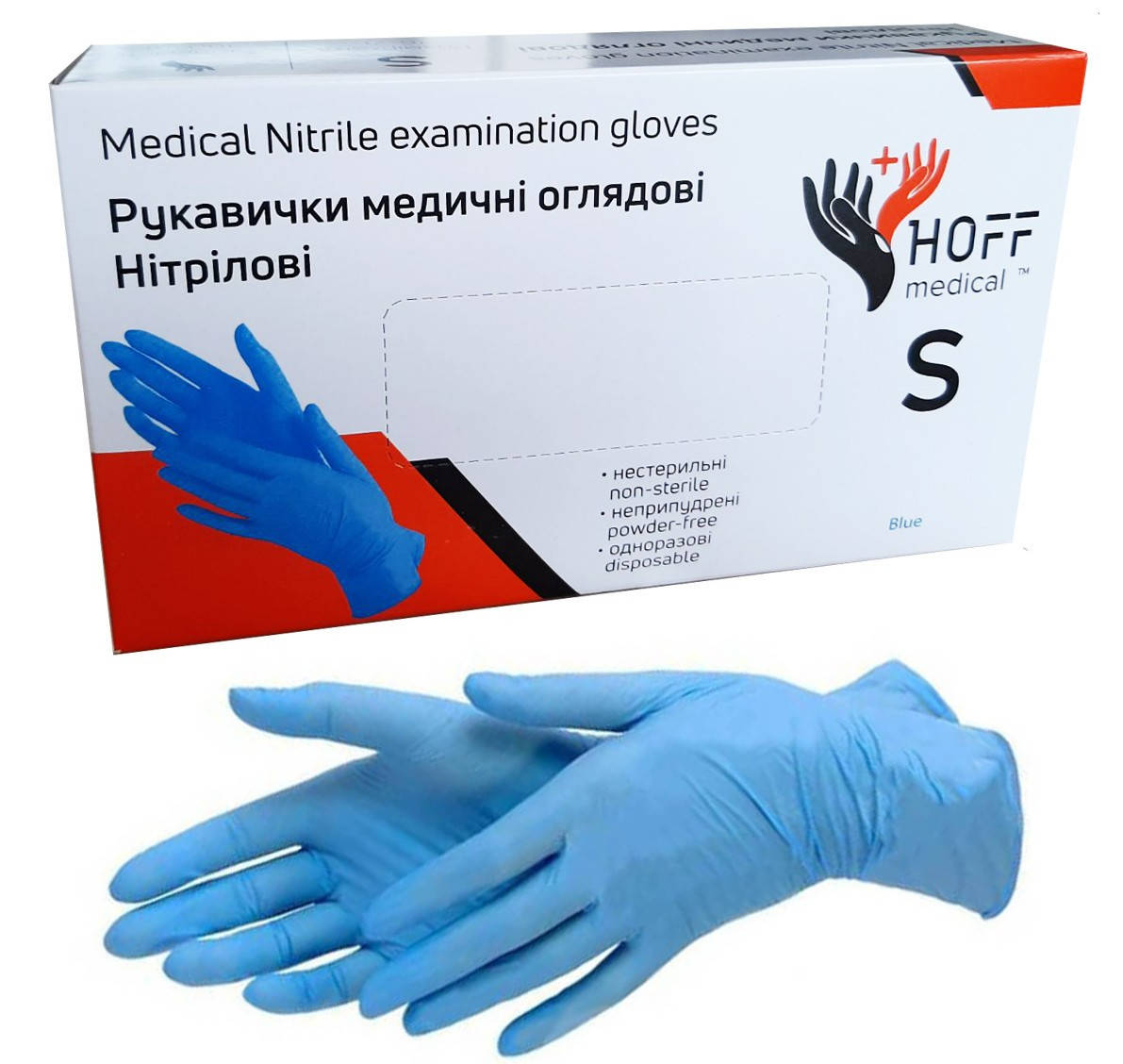 

Перчатки нитриловые HOFF MEDICAL текстурированные, неопудренные  (100шт/уп, Голубой