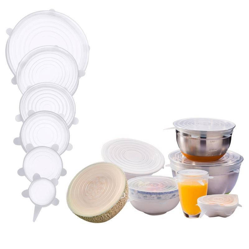 

Силиконовые универсальные крышки Super stretch silicone lids прозрачные! Качество