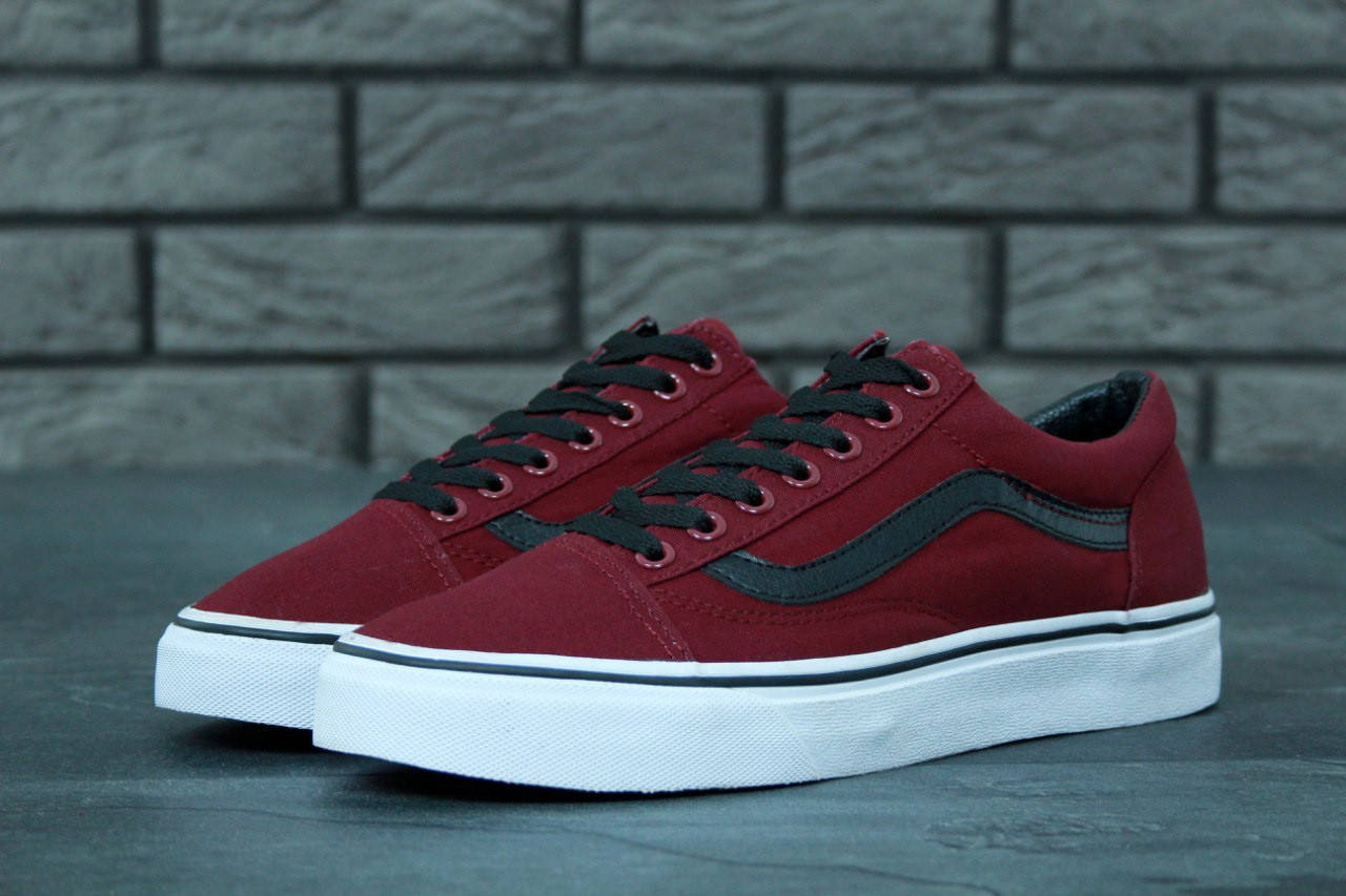 

Летние мужские кеды Vans Old Skool Bordo-Black (Бордово-Черный)