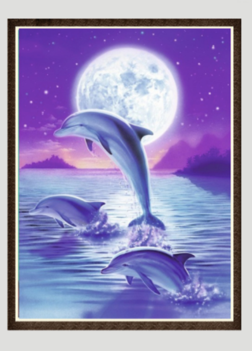 

Картина алмазная вышивка Дельфины 40х30 см с круглыми кристаллами