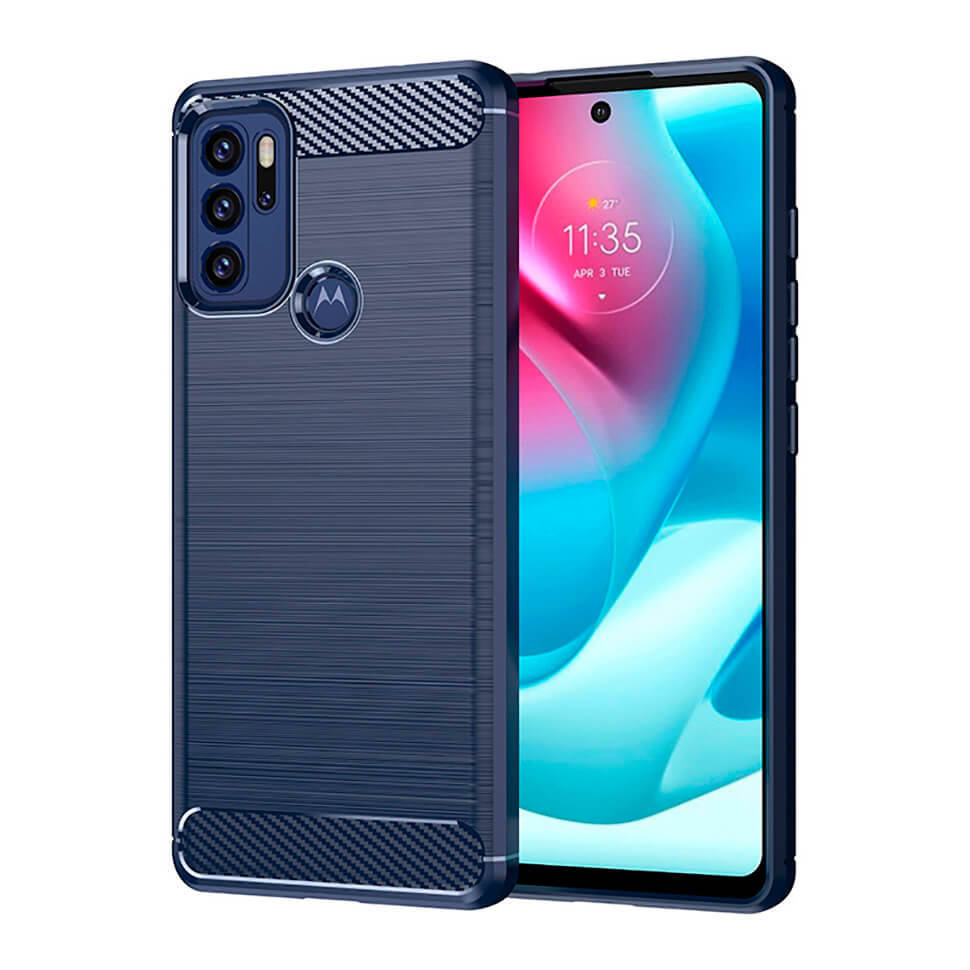 

Чехол Lenuo Carbon Fiber для Motorola Moto G60 Navy Blue, Темно-синий