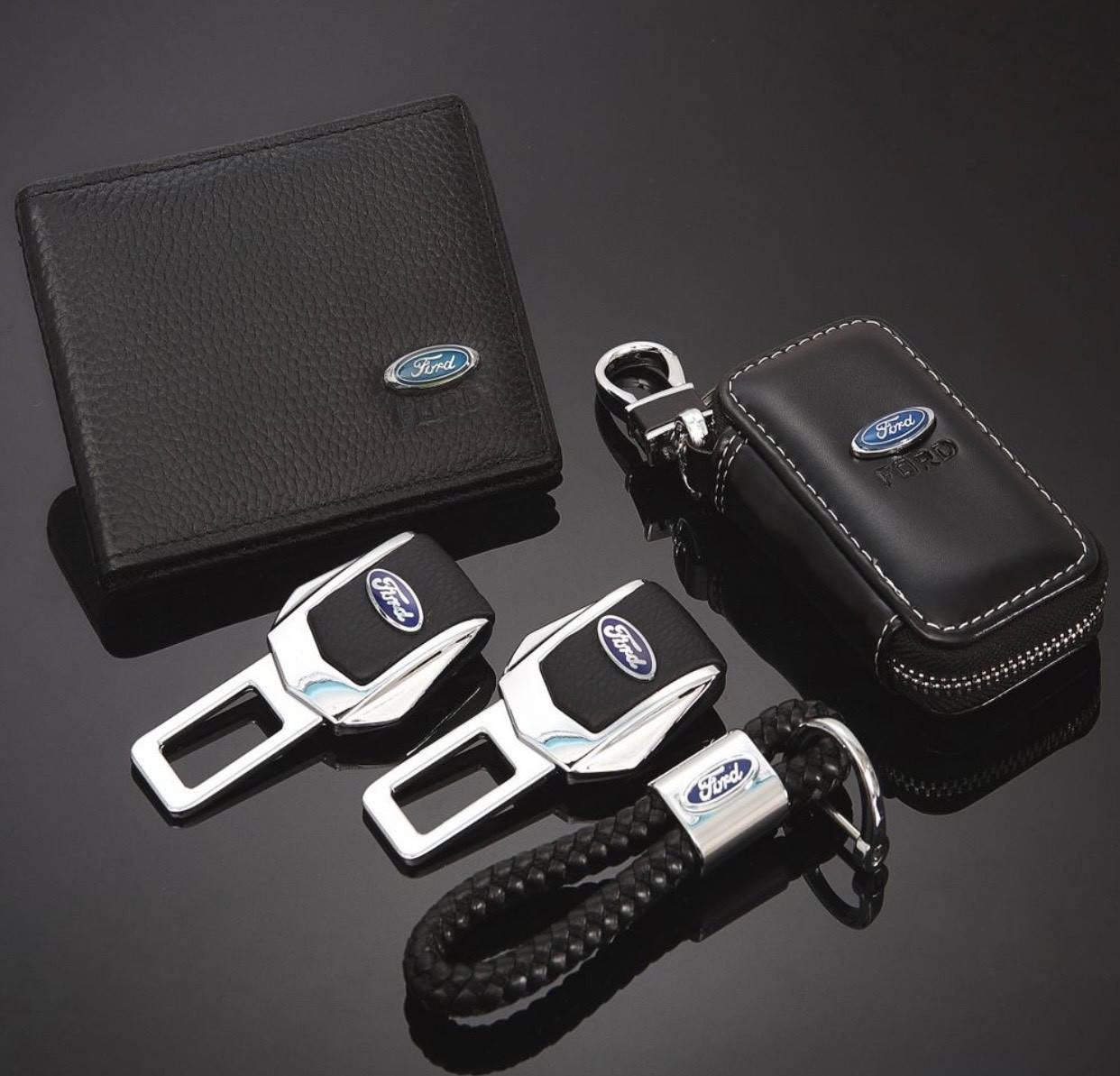 

Подарочный набор аксессуаров FORD с логотипом авто Натуральная кожа премиум сегмент, Черный