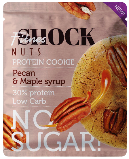 

Протеиновое печенье FitnesSHOCK Nuts Пекан-Кленовый сироп (40 грамм)