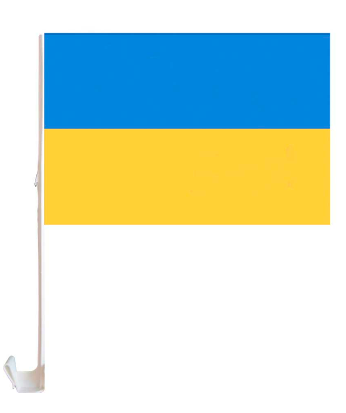 

Прапорець для автомобіля України (зі штоком), розміром 30см х 45см. Слава УКРАЇНІ та слава ГЕРОЯМ