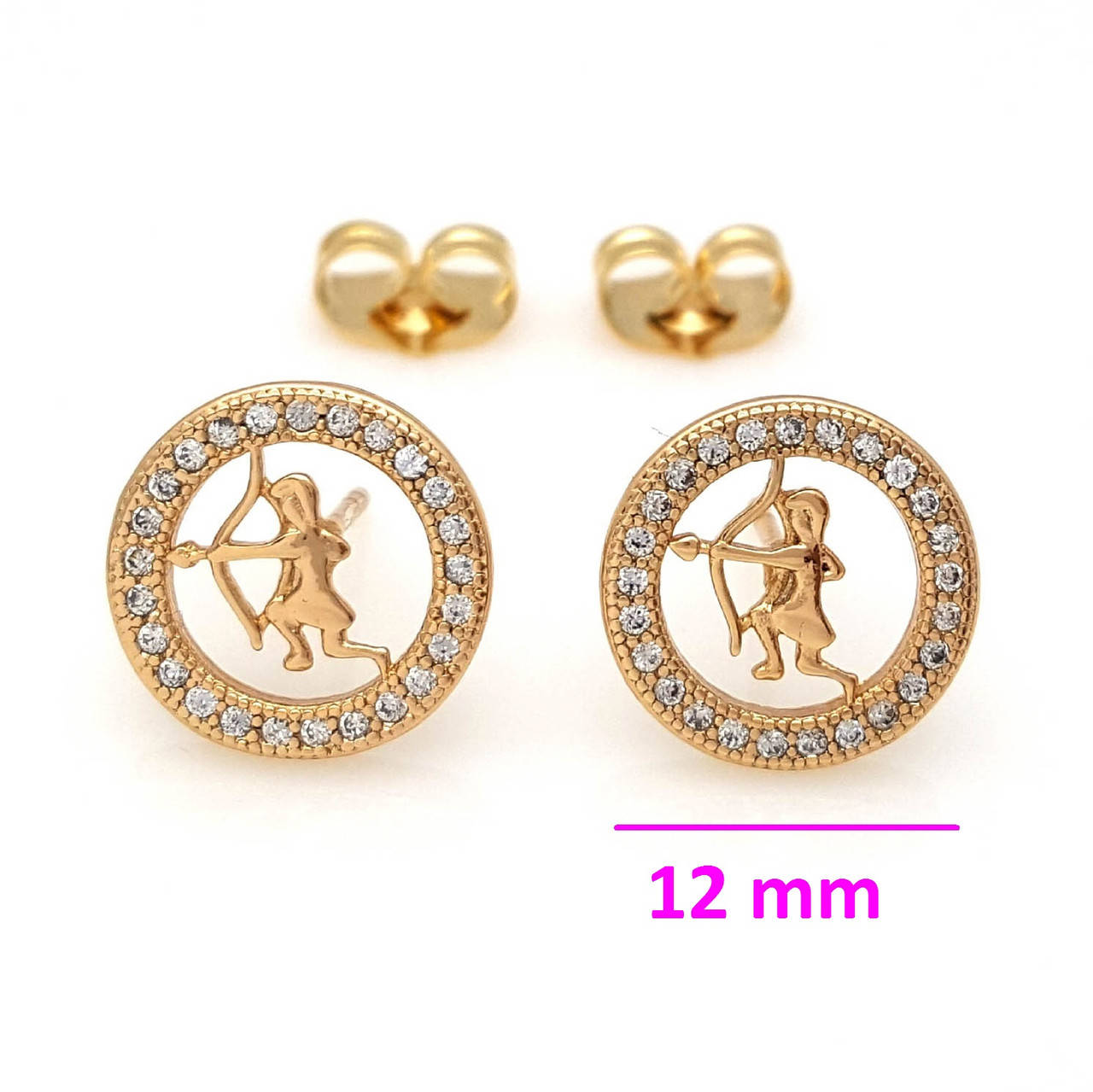 

Серьги гвоздики, Знак Зодиака "Стрелец", с цирконием, медсплав Xuping