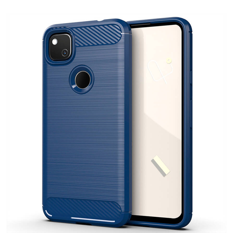 

Чехол Lenuo Carbon Fiber для Google Pixel 4a Navy Blue, Синий
