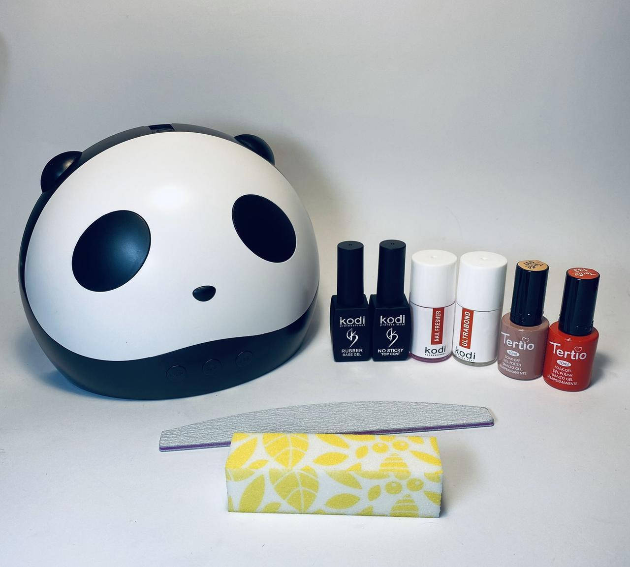 

Стартовый набор для дизайна ногтей гель-лаком Tertio с лампой Sun пандой