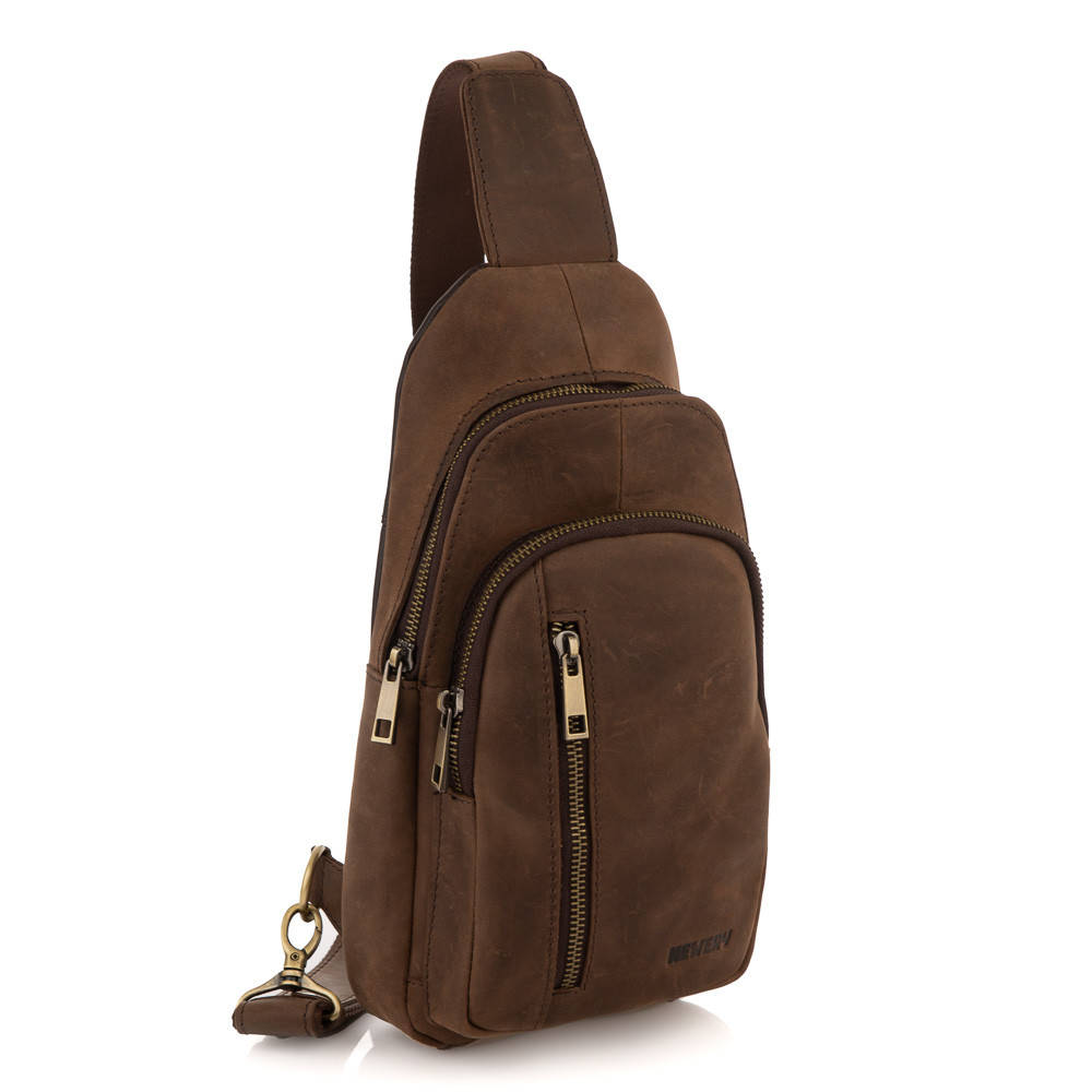 

Сумка слинг мужская из лошадиной кожи Newery, Коричневый