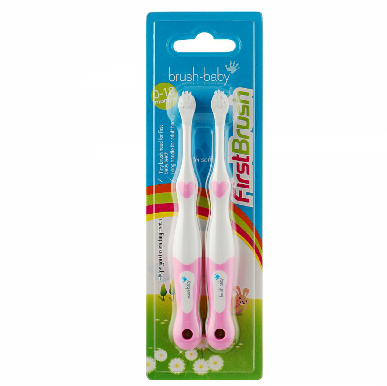 

Зубные щетки Brush-Baby First Brush от 0 до 18 месяцев (розовые), 2 шт
