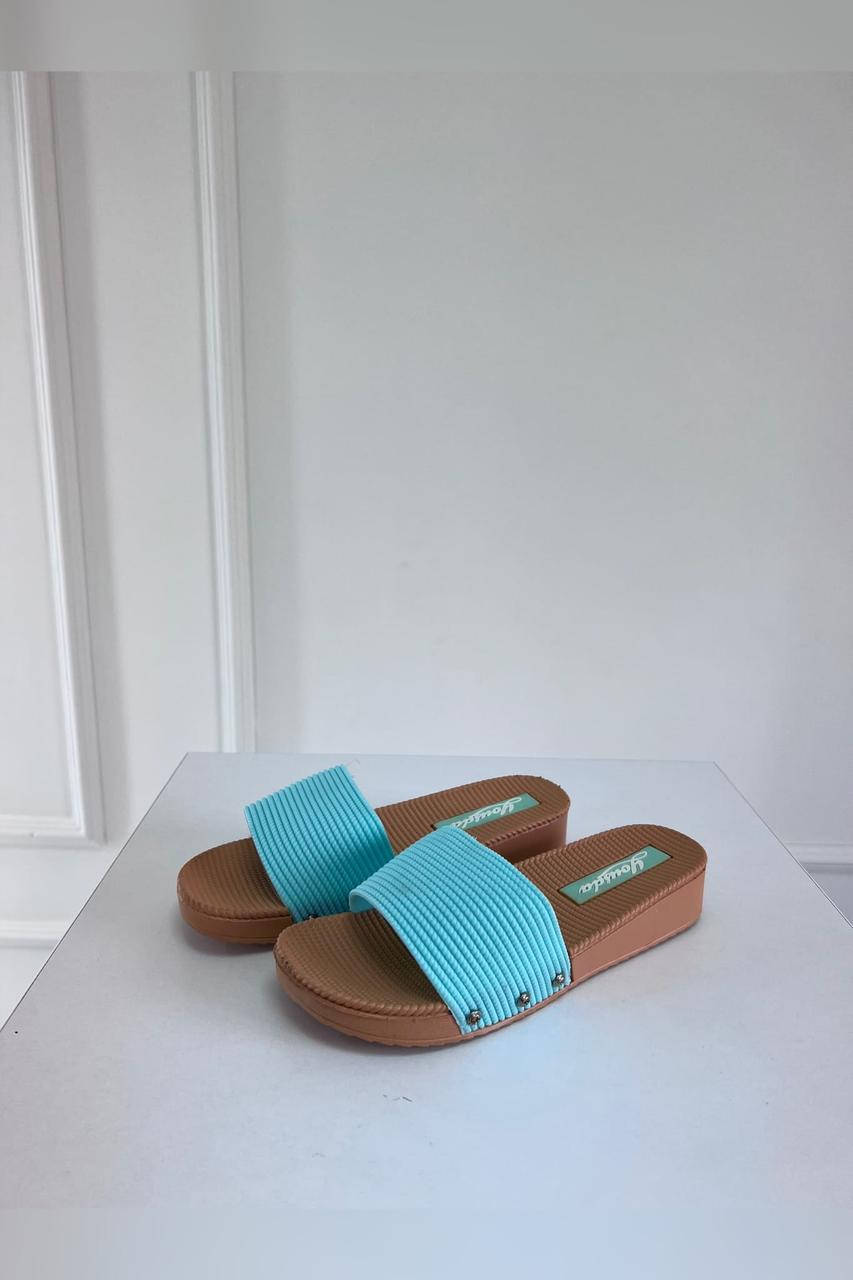 

Шлепки женские бирюзовые AAA 144361M, Бирюзовый