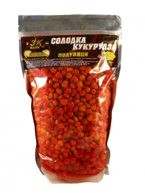 

Прикорм 3KBaits Сладкая кукуруза Клубника 800гр