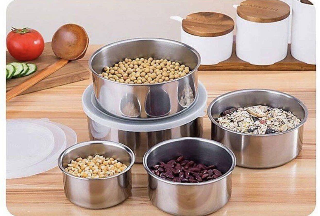 

Набор мисок из нержавеющей стали 5шт с крышками Frico FRU-438 Набор мисок для хранения из нержавейки, Серый