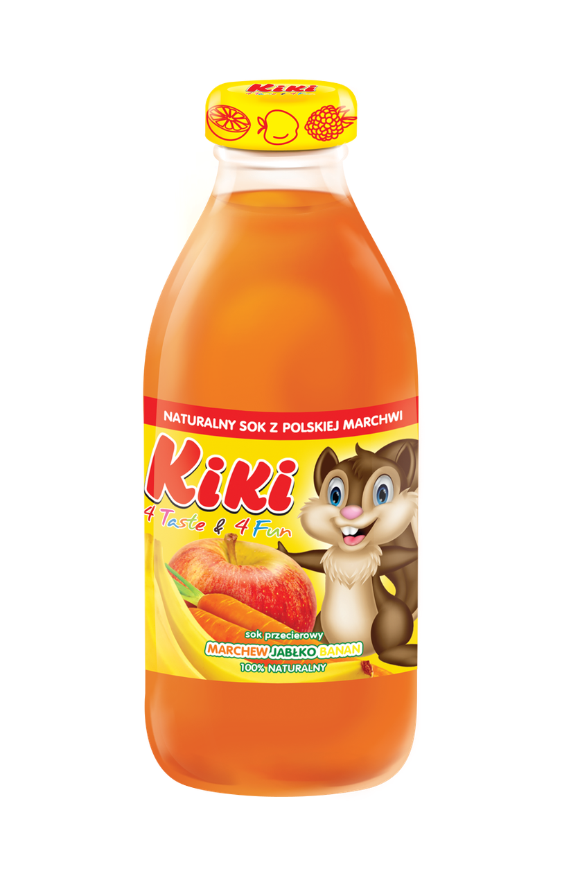 

Натуральный сок Kiki с морковью, яблоком и бананом 330 мл в стеклянной бутылке