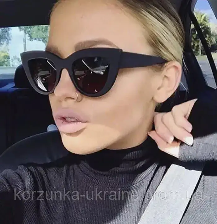 

Черные женские очки кошачий глаз, солнцезащитные женские очки, стильные очки женские, женские узкие очки, Черный