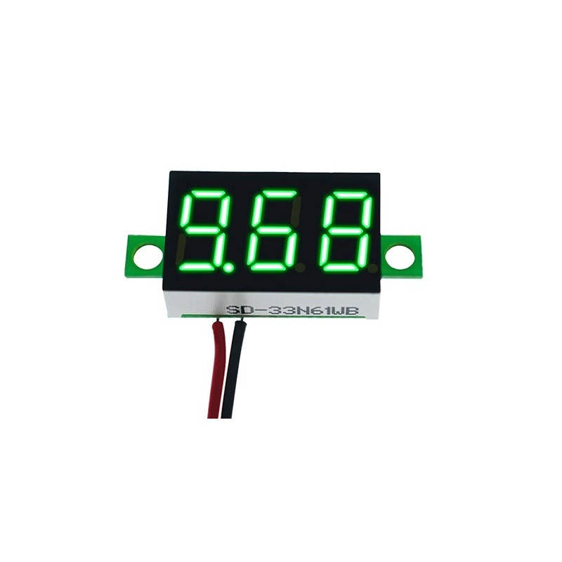 

Вольтметр цифровой DC 4-32v. 0.36" светодиодный, зеленого свечения, три цифры