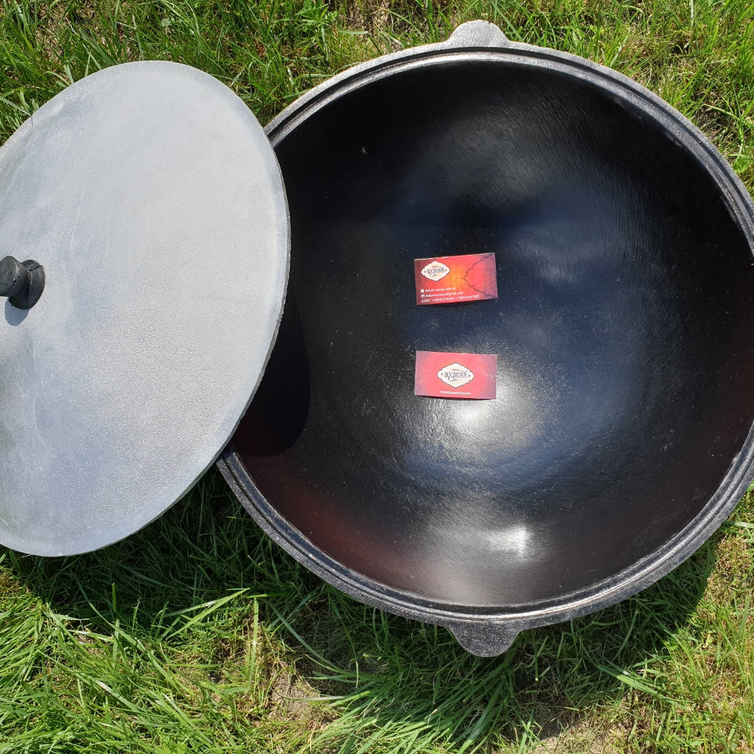 

Казан узбекский чугунный на 22л +ПОДАРОК шумовка47см. Наманганский толстостенный. Казан серия "супер"