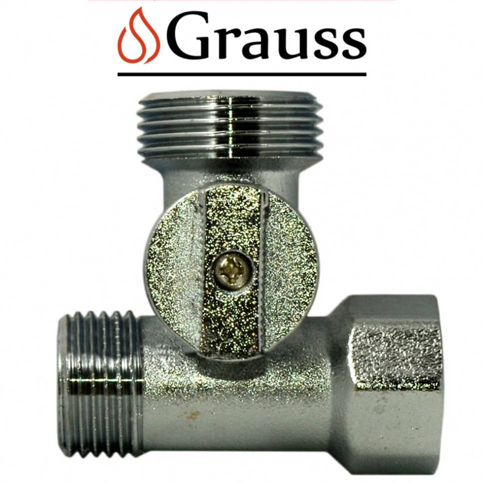 

Grauss Кран тройной шаровый (код 515) 1/2н*3/4н*1/2в (проходной), Германия