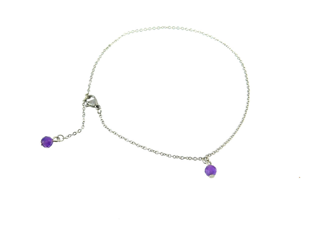 

Эксклюзивный браслет на ногу "Фиалка", Изысканный браслет из натурального камня, красивые украшения