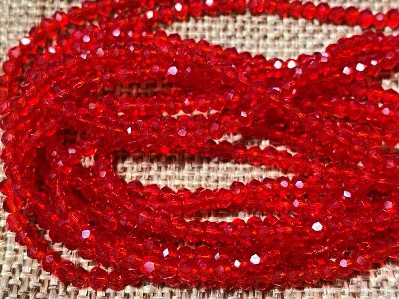 

Бусины на нитке Стекло рондель d=2мм цвет красный (~190 бусин на на нитке)