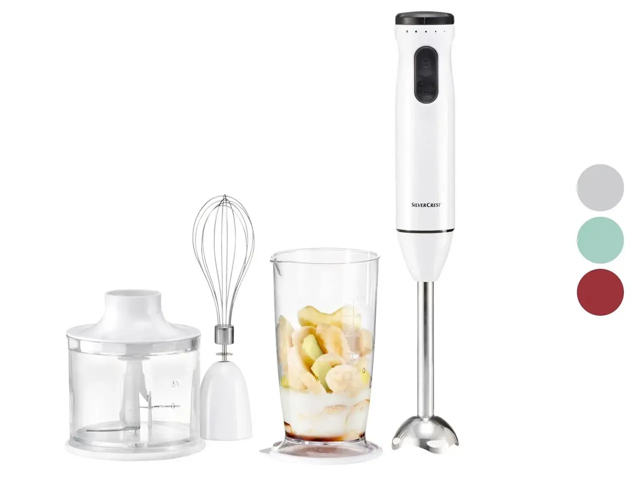 

Блендер набор SilverCrest SSMS 600 E3 в ассортименте (белый, циан, красный)