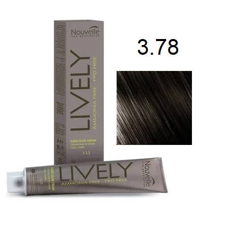 

Крем-краска для волос безаммиачная Nouvelle Lively Hair Color 3.78 Холодный темно-коричневый 100мл