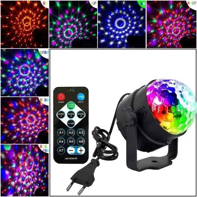 

Светодиодный диско-шар Led Party Light цветная музыка DMX-512 с пультом управления