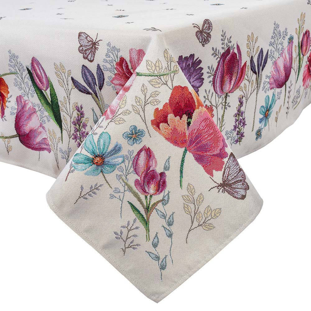 

Скатерть тканевая гобеленовая пасхальная Limaso 137 х 180 см цветы маки