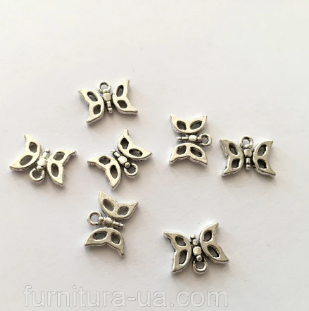 

Подвеска "Бабочка", 10 х 12 мм, 1 шт. серебро