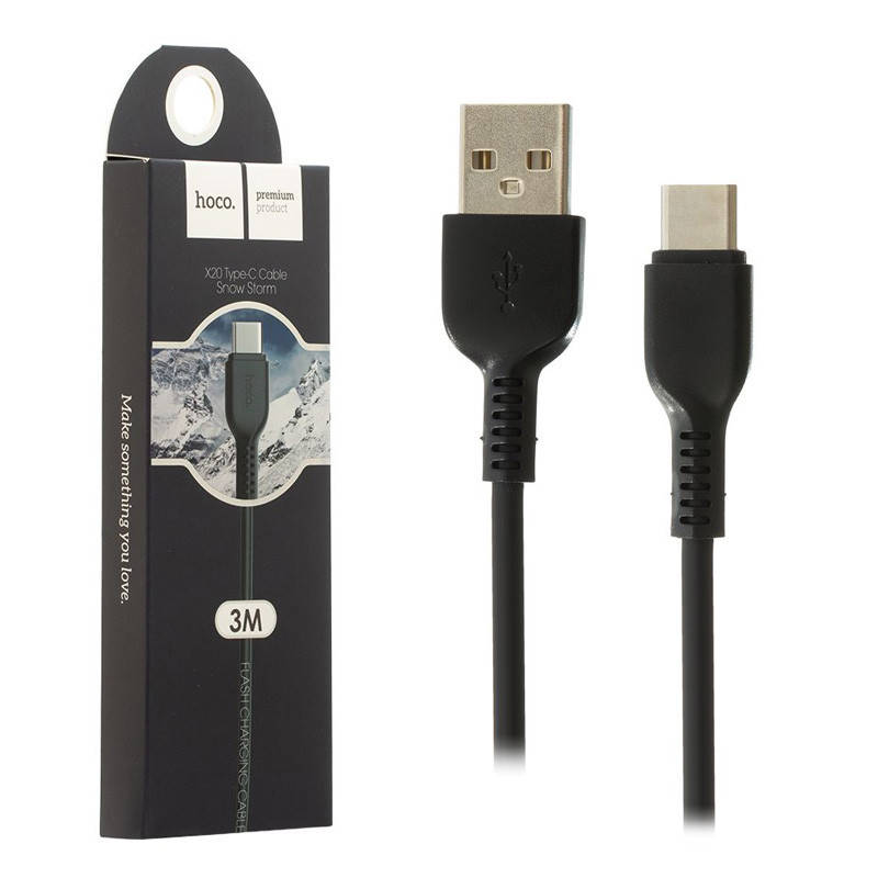 

Кабель USB Hoco X20 Type-C 3m, черный