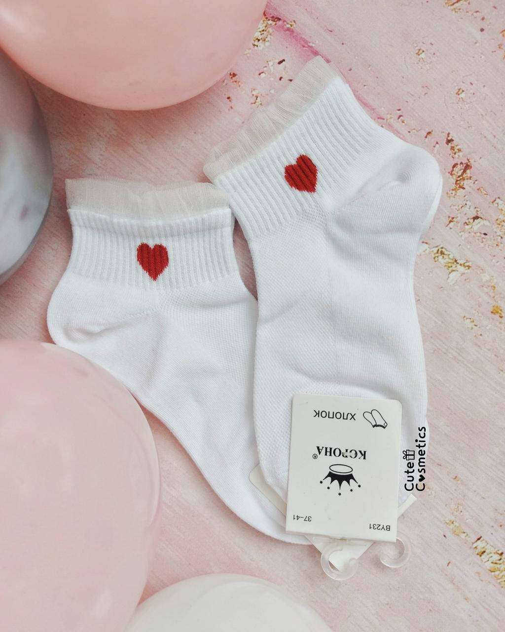 

Коротенькие носочки с принтом сердечко❤️. 37-41 р. "Корона".