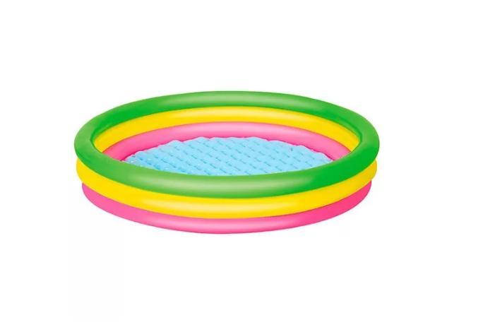 

Детский надувной бассейн круглый с надувным дном Bestway на 60 литров, разноцветный