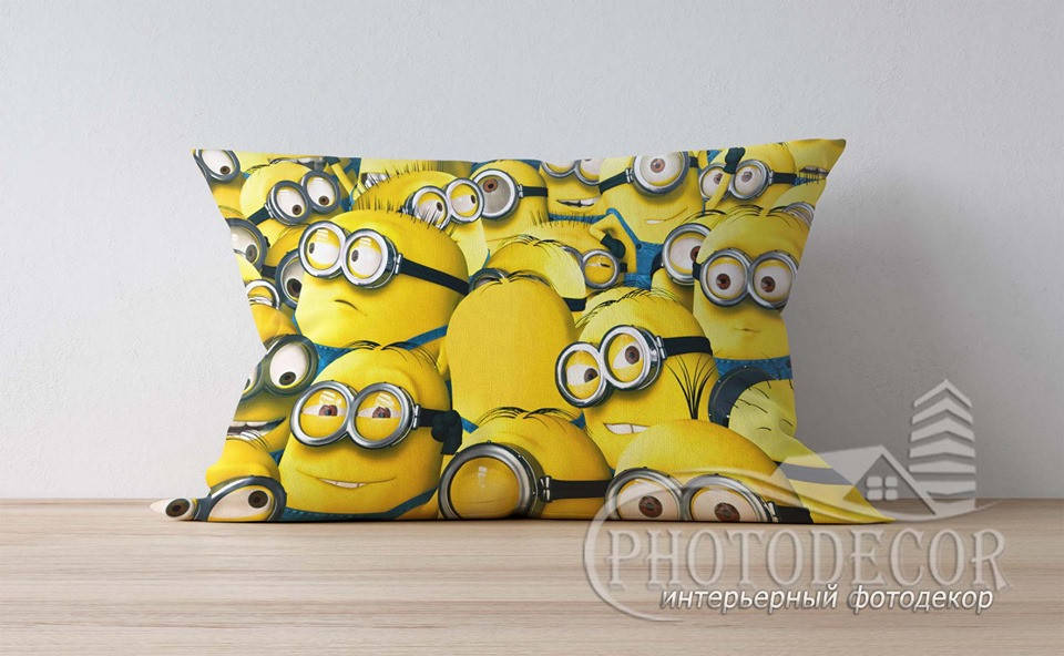 

Детская подушка с фото "Миньоны 4", Желтый