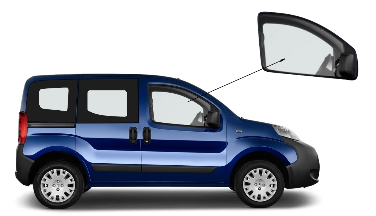 

Боковое стекло Fiat Fiorino 2008-2018 переднее опускное правое