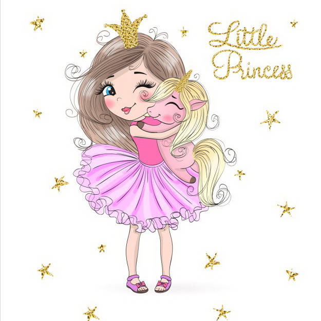 

Панелька из сатина "Маленькая принцесса с единорогом на руках" 33*33 см