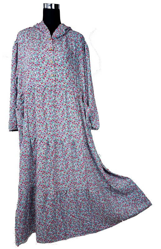 

Платье длинное с капюшоном свободного кроя р. 52-56 светло-серое (C4190)