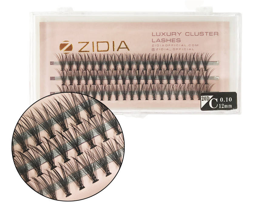 

Вії накладні пучкові Zidia Cluster Lashes 20D C 0.10 (3 лєнти, розмір 12 мм), Черный