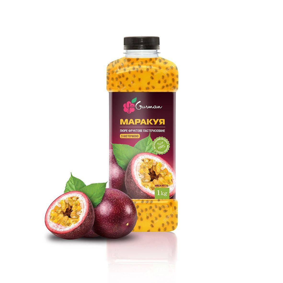 

Маракуйя (з кісточкою), пюре пастеризоване 10% цукру, YaGurman 1кг