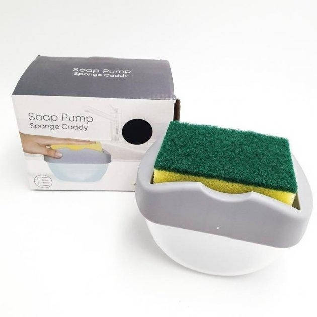 

Дозатор нажимной диспенсер для моющего средства с губкой Soap Pump Sponge Caddy серый