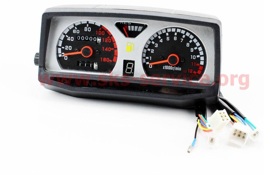 

Спидометр в сборе ZS-125J (тахометр электронный), серый, 4 фишки на мотоцикл VIPER -125-J