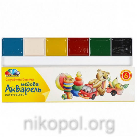 

Краски акварельные "Гамма - Акварель" 6 цветов, 17х4,5см., Разные цвета